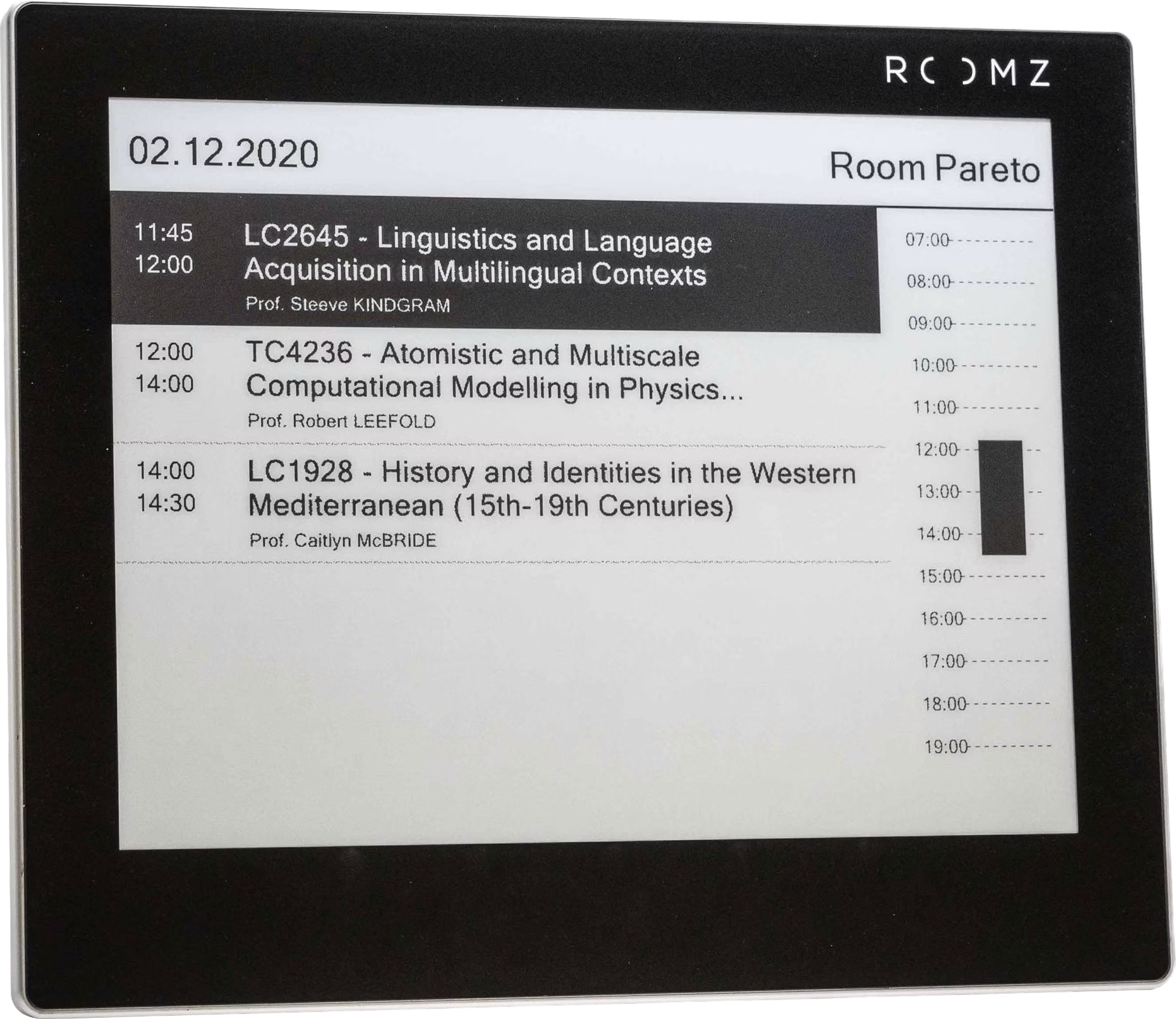 ROOMZ Display EDU Schwarz – 8″ E-Ink-Raummanager für digitale Raumverwaltung in Bildungseinrichtungen inkl. 1 Jahr Software-Lizenz
